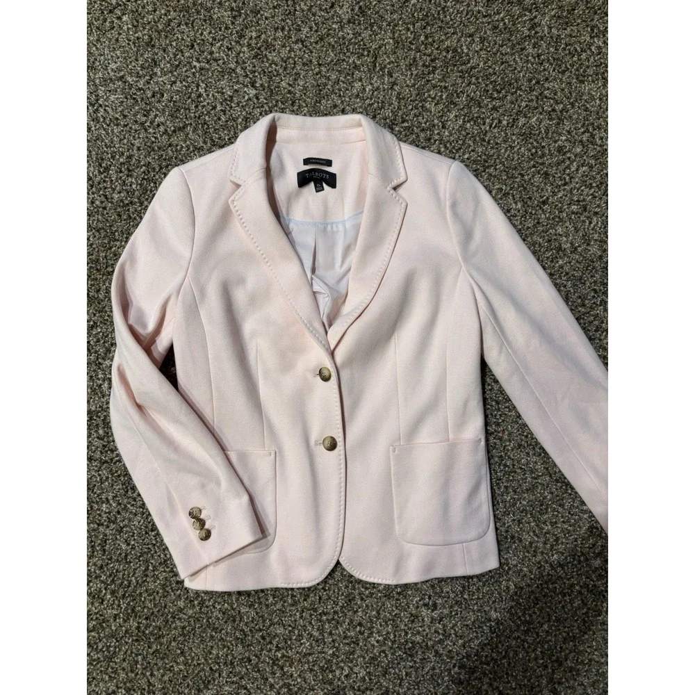 Talbots Aberdeen Knit Blazer Pique Knit Light Pink 10P - Picture 1 of 6